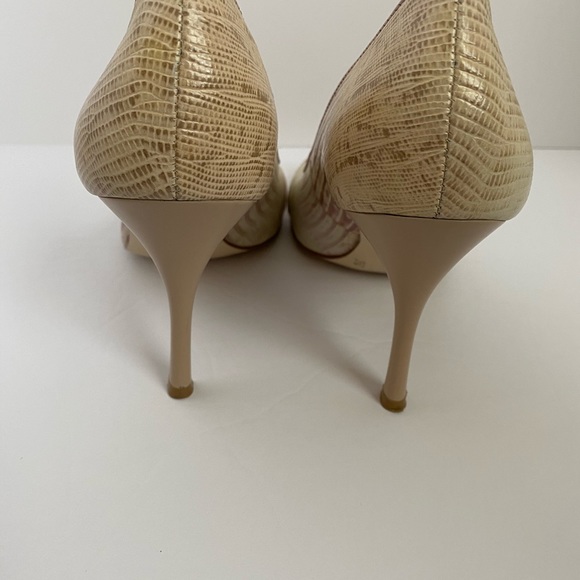 BCBGirls Cream/Pink Snake Print Heels - Picture 4 of 8